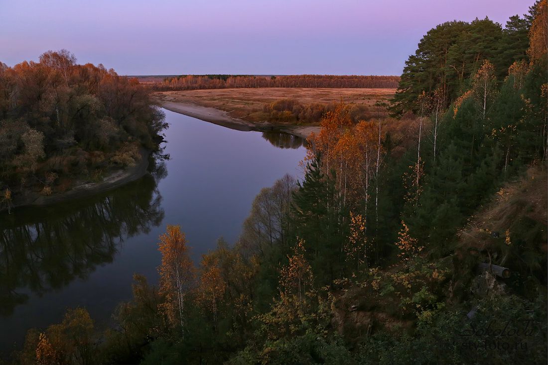Сумерки.  д. Окунево, Омская область, река Тара